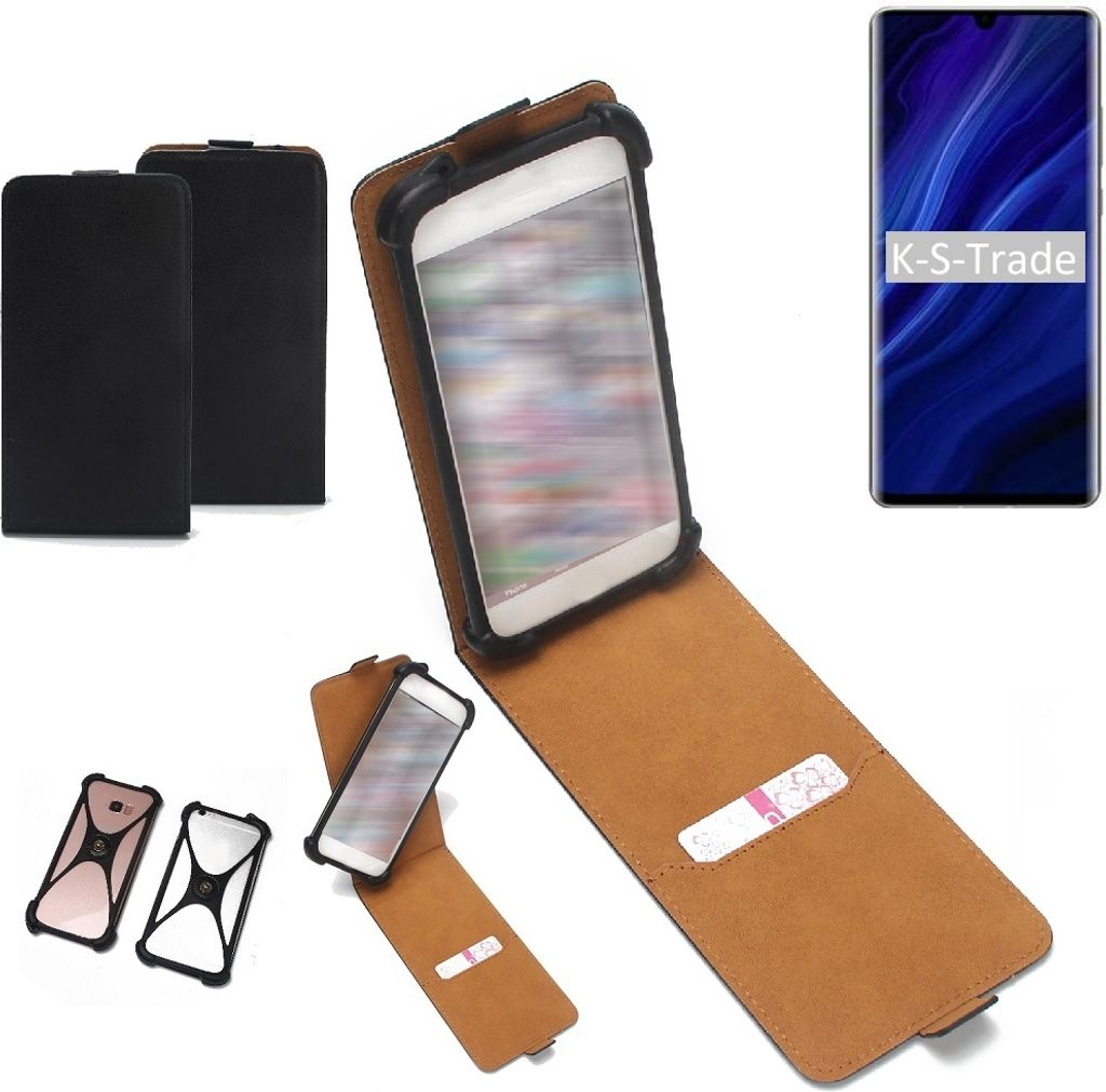 K-S-Trade Handyhülle Schutzhülle kompatibel mit Huawei P30 Pro New Edition Hülle Case Cover Flip Style Bumper schwarz 1x