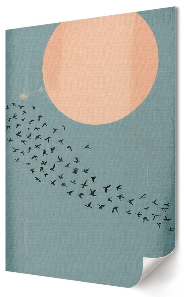 Vögel am Himmel- Kunstdruck A3 (29x42 cm) - Minimalistisch, Modern- Wandbild für Wohnzimmer Schlafzimmer & Flur, Modernes Poster Wanddeko, Ungerahmt