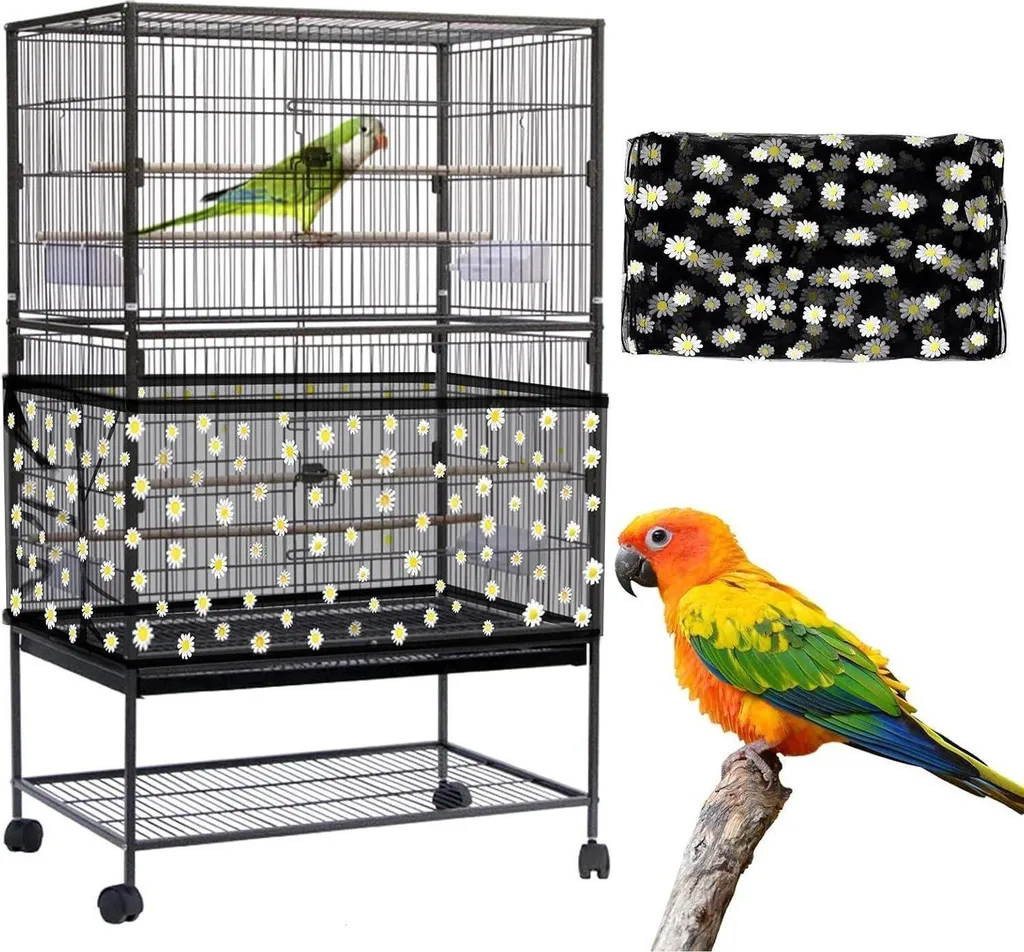 Jupe de cage oiseaux marguerite réglable en nylon avec cordon 358