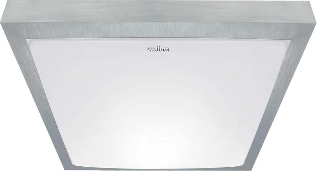 Plafonnier LED carré 32cm argent ALEX Struhm 18W blanc neutre IP44