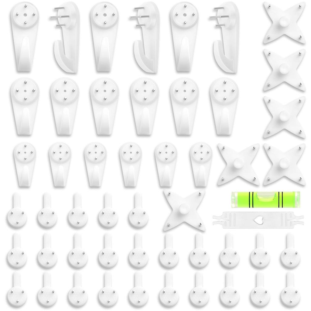Nahtlose Fotohaken, 52-teiliges Wandhaken-Set (ohne Bohren), Fotoaufhänger-Set, 5 Designs, Wandhaken für Hartfaserplatten und Gipskartonplatten, ...