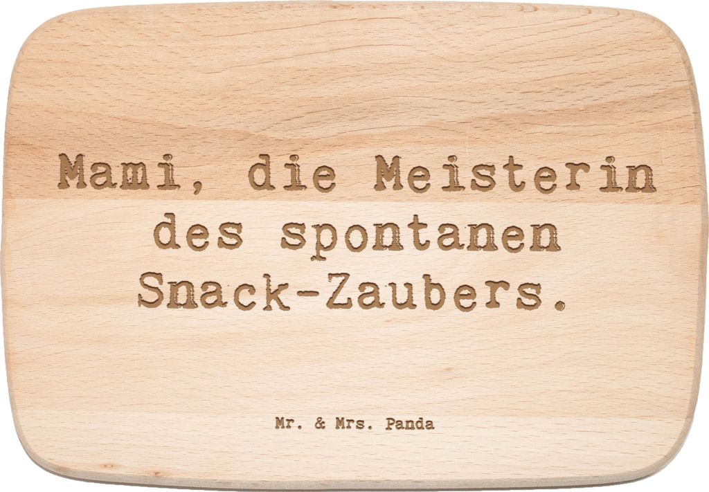 Mr. & Mrs. Panda Frühstücksbrett Spruch Mami Snack-Zauber - Transparent - Geschenk, Holzbrettchen, Schneidebrett, Mom, spontan, Geschenke, Frühs...