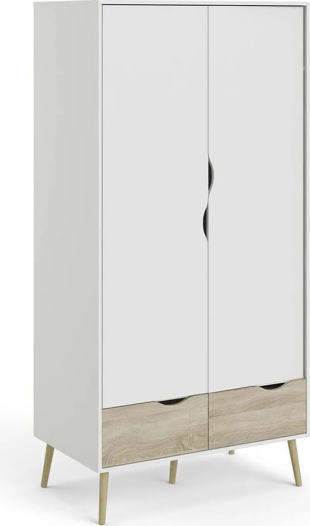 Armoire Blanche 2 Portes Archilllo 200cm de Haut avec Penderie Moderne