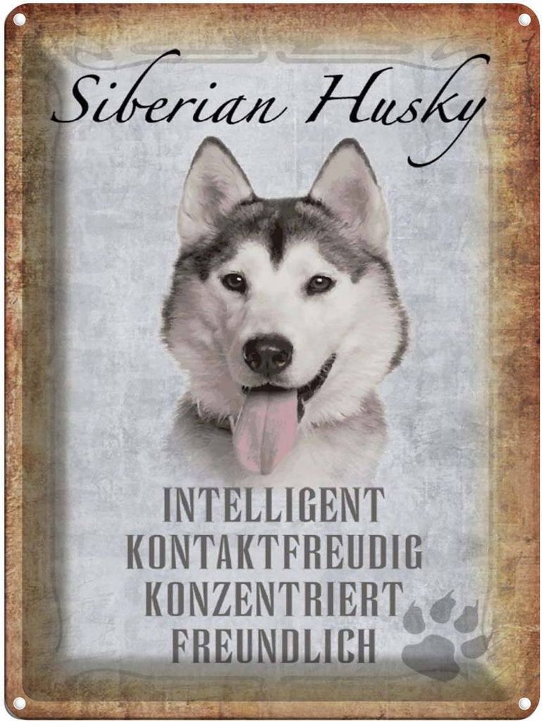 vianmo Blechschild 40x30 cm Siberian Husky Hund