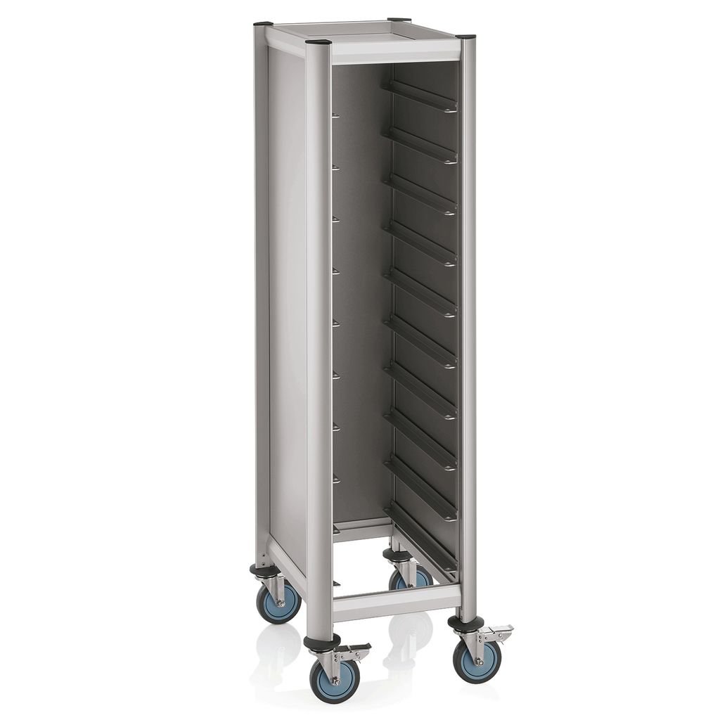 WAS Germany Regalwagen für 10 EN Tabletts, Alu, Trolley Mensa