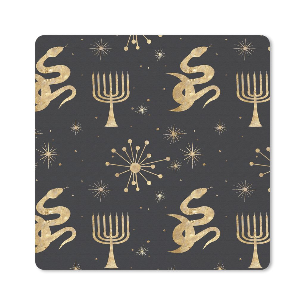 MuchoWow Mauspad Mousepad Muster - Mond - Gold 30x30 cm - Mousepads - Maus Mat - Pad - Mausunterlage - Gaming