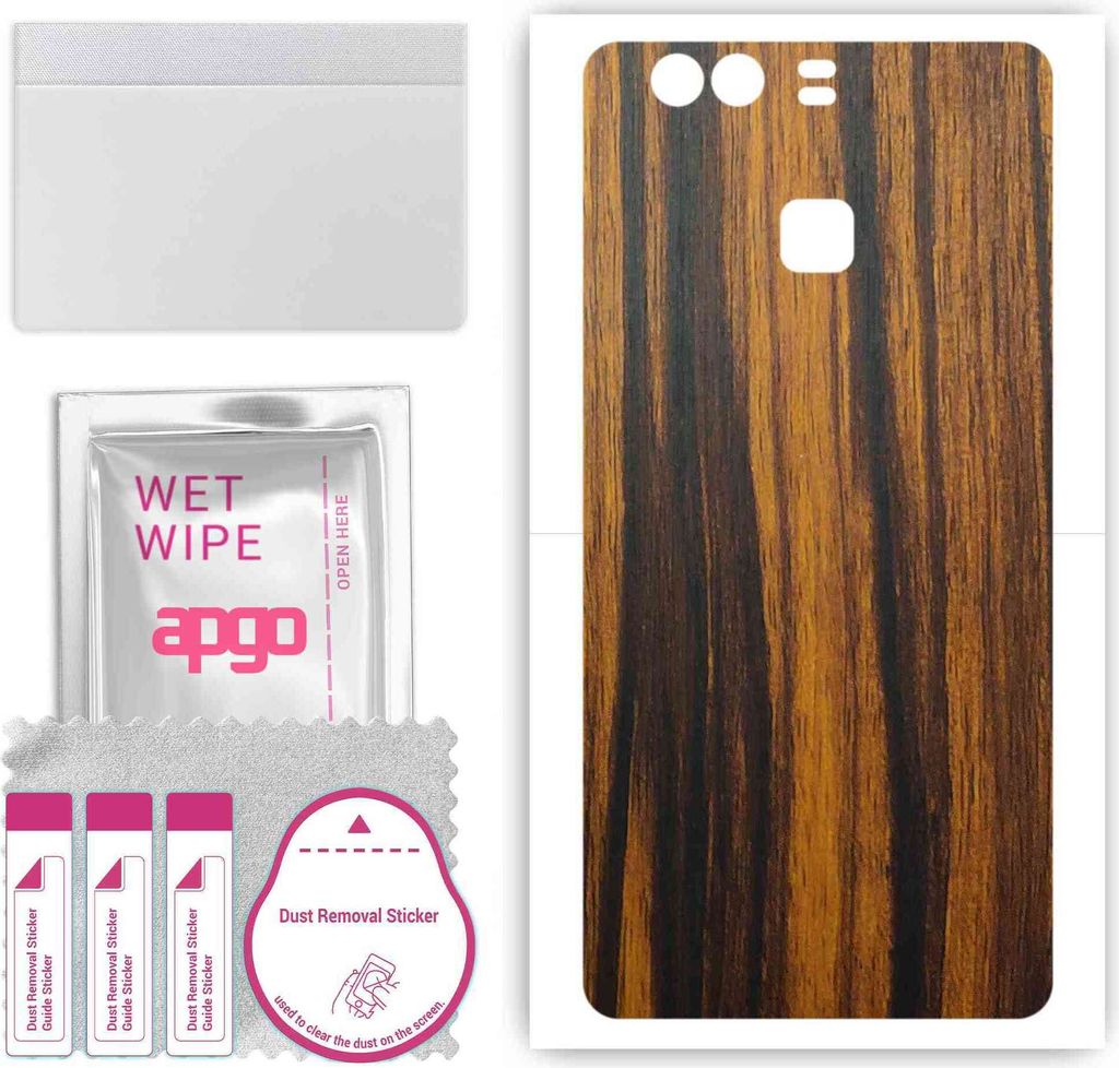 apgo Rückseite Schutzfolie, Skin, kompatibel mit Huawei P9 Plus, Hinten Displayschutzfolie aus Vinylfolie, kratzfest, einfache Montage - Tigerwood
