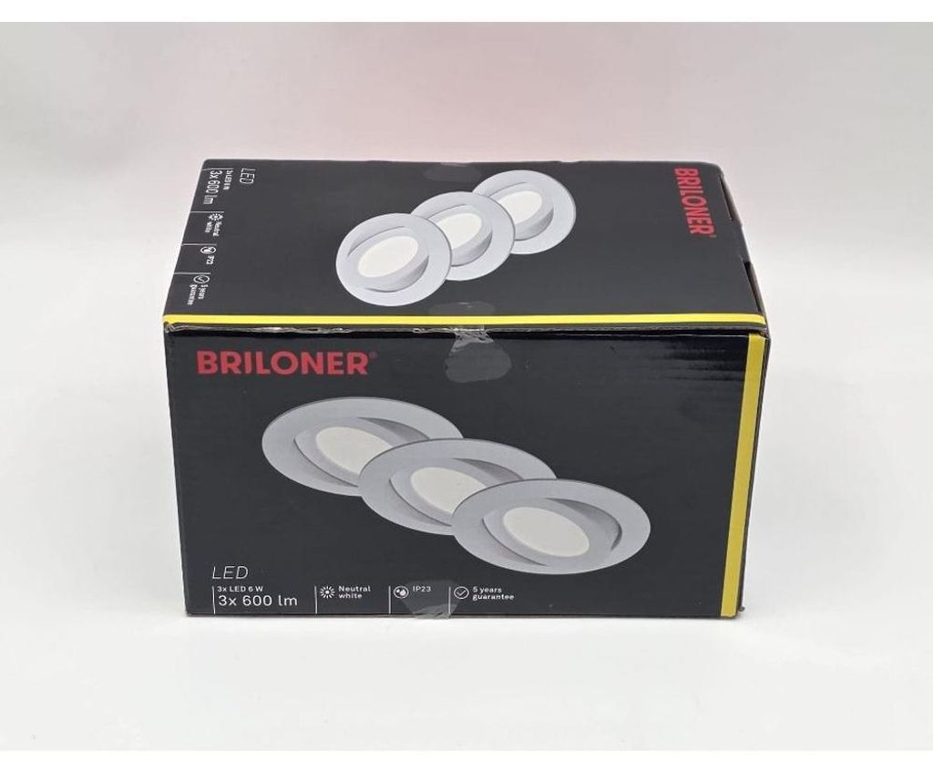 Briloner LED vstavané svetlo sada 3 plastových bielych Obrázok produktu 
