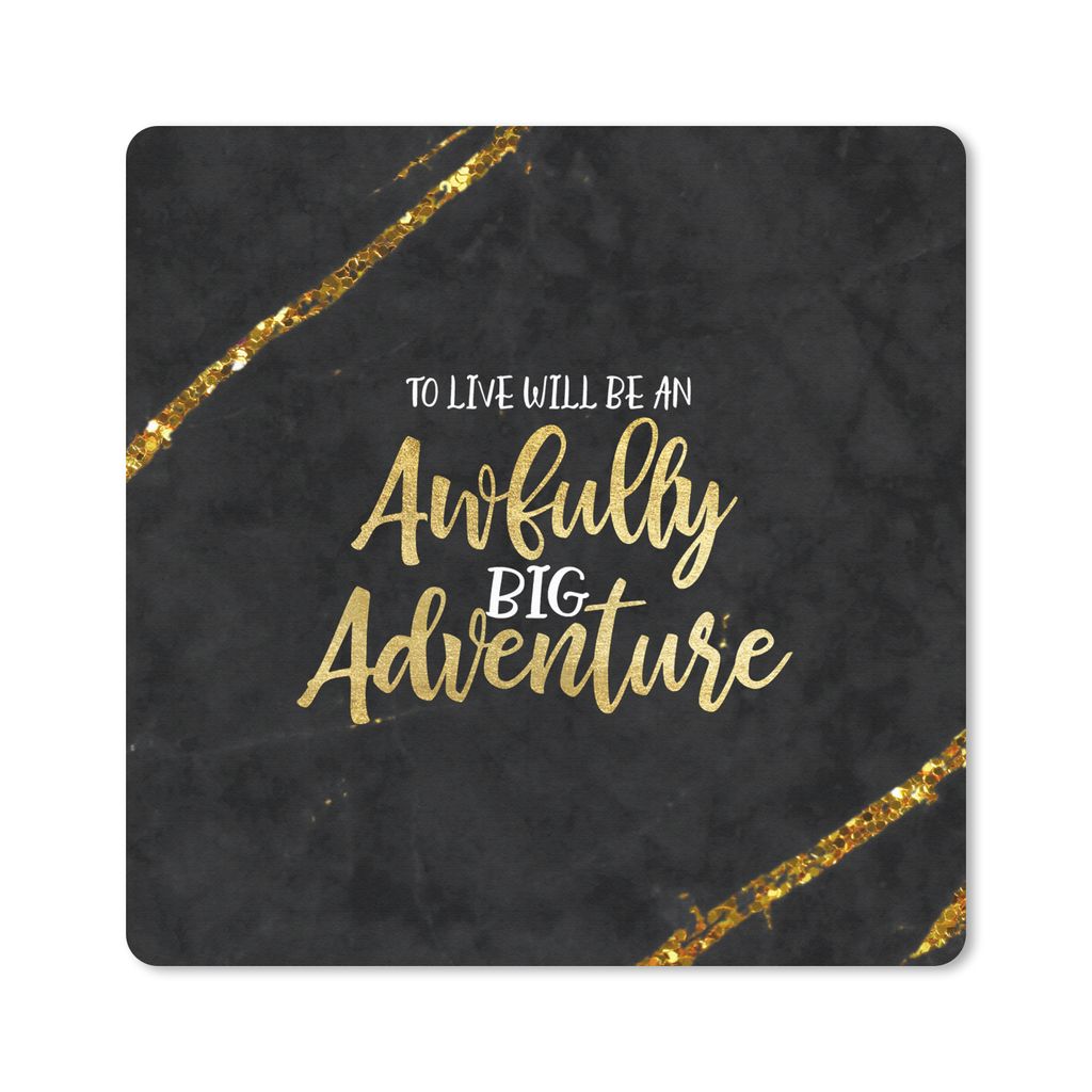 MuchoWow® Mauspad Mousepad Zitate - Abenteuer - Gold - Produktbild 