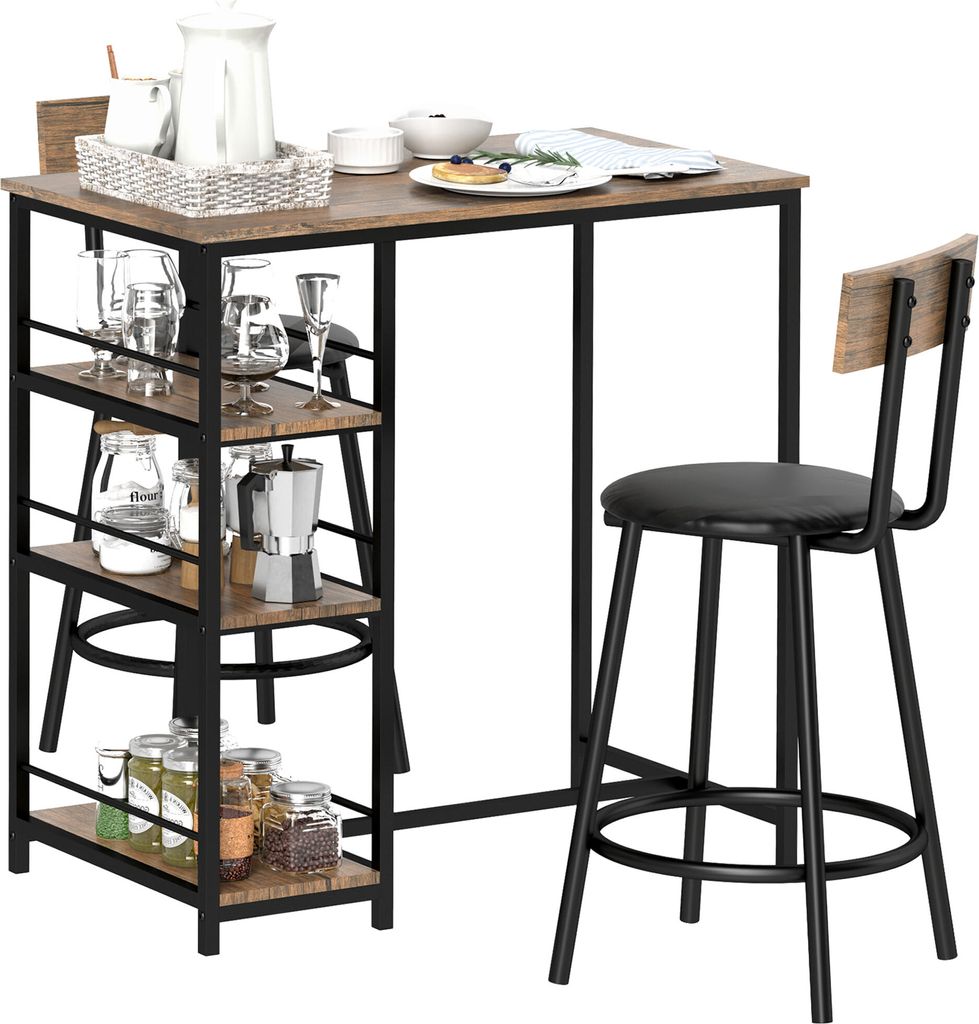 Zestaw stolików barowych HOMCOM z hokerami, zestaw stolików Zdjęcie produktu 