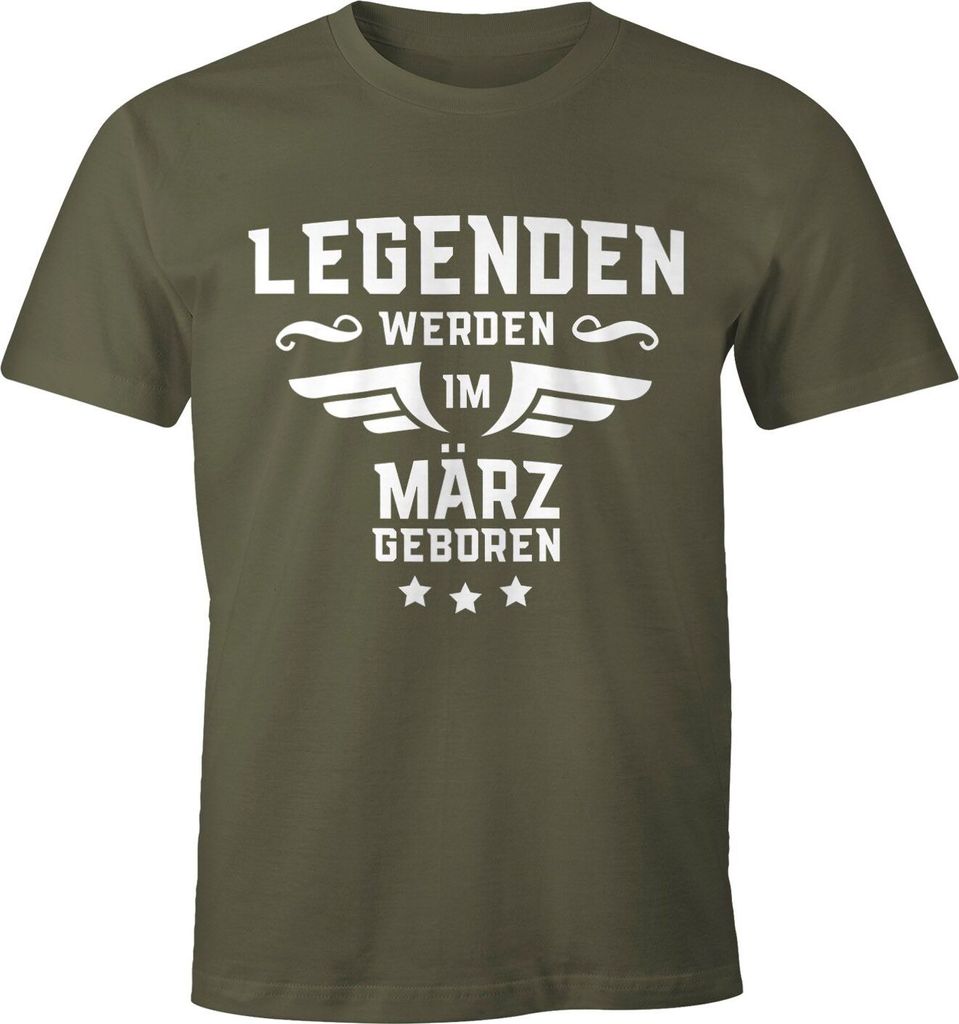 Legenden werden im Monat geboren Herren T-Shirt Geburtstag Birthday Legends are born Moonworks März army L