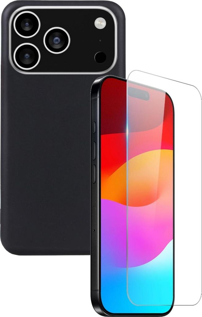 Für Apple iPhone 17 Pro Max Silikon TPU Schutz Hülle Schwarz + 9H Hart Glas