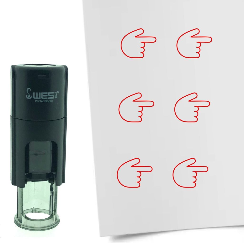 CombiCraft Selbstfärbender Stempel 'Zeigefinger nach Recht' in der Farbe Rot, Ø10mm