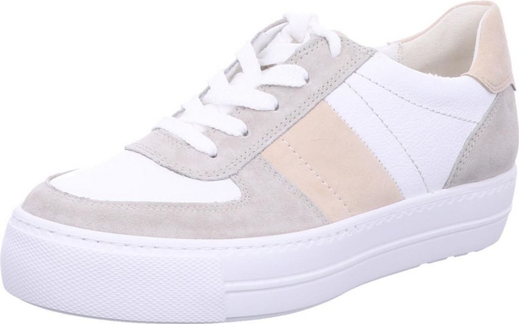 Paul Green Damen sportliche Halbschuhe/ Low Sneaker Weiß/Beige Leder-Textil-Mix Größe: 71/2