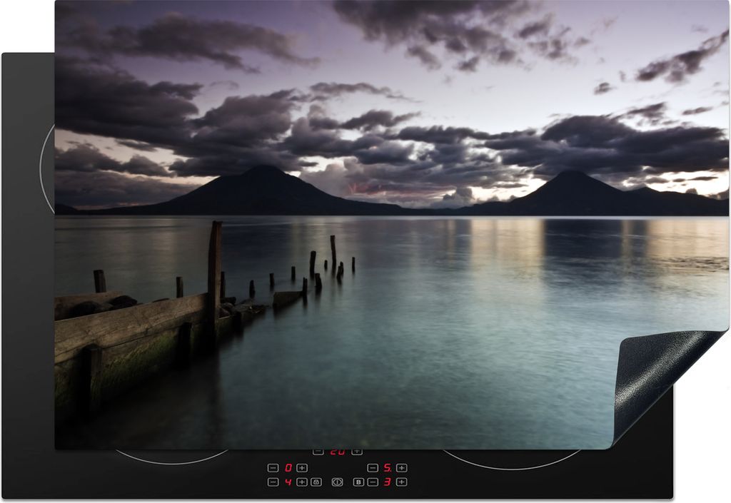 KitchenYeah Herdabdeckplatte See - Säule - Berge , 76x51cm, Küche Deko, Glaskeramikfeld Herdabdeckung, Abdeckplatte fùr Kochfeld