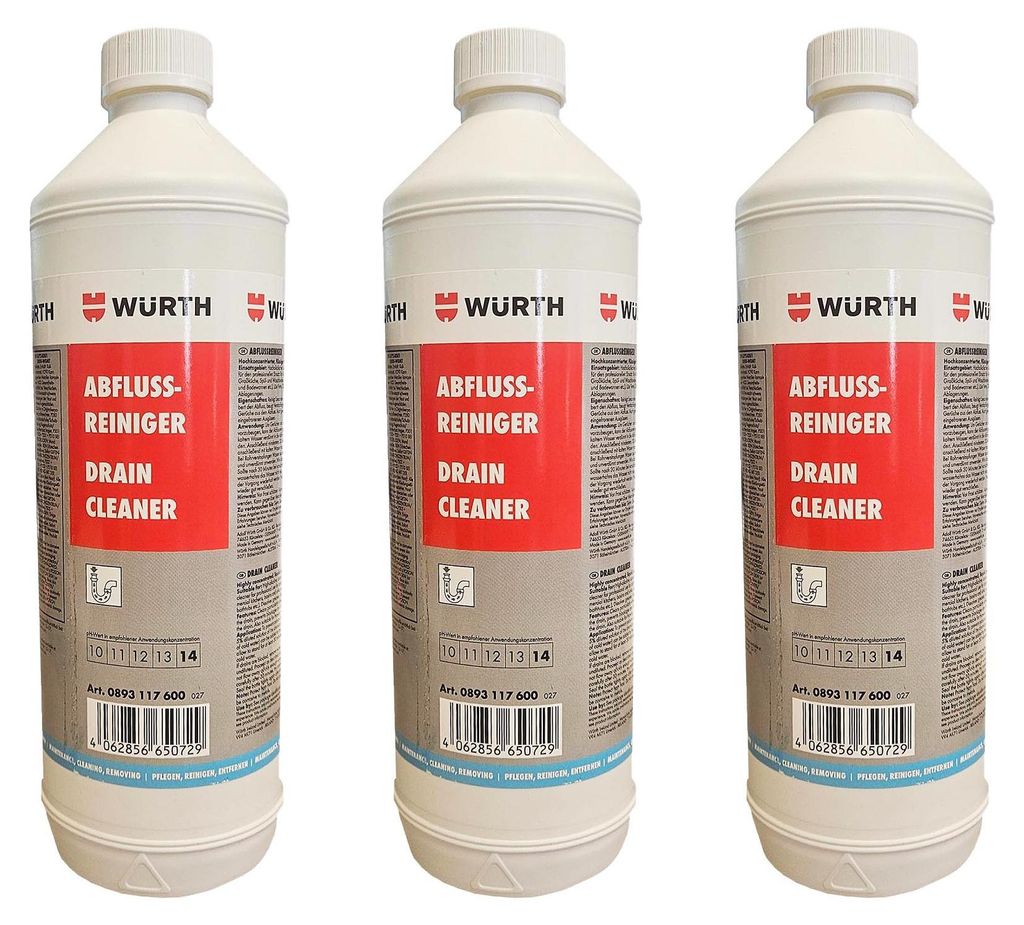 3 x Würth Abflussreiniger Flüssig 1000 ml  0893117600 Produktbild 