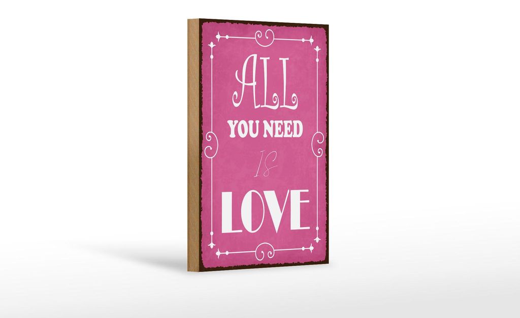 Holzschild Spruch 20x30 cm All you need is Love rosa Deko Schild