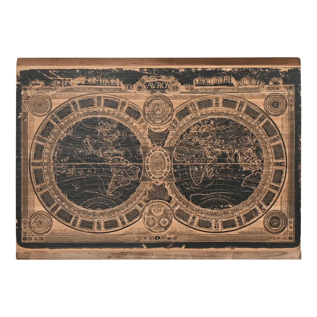 Carte du Monde 149x105 cm Home ESPRIT - Déco Murale XXL Noir et Naturelle