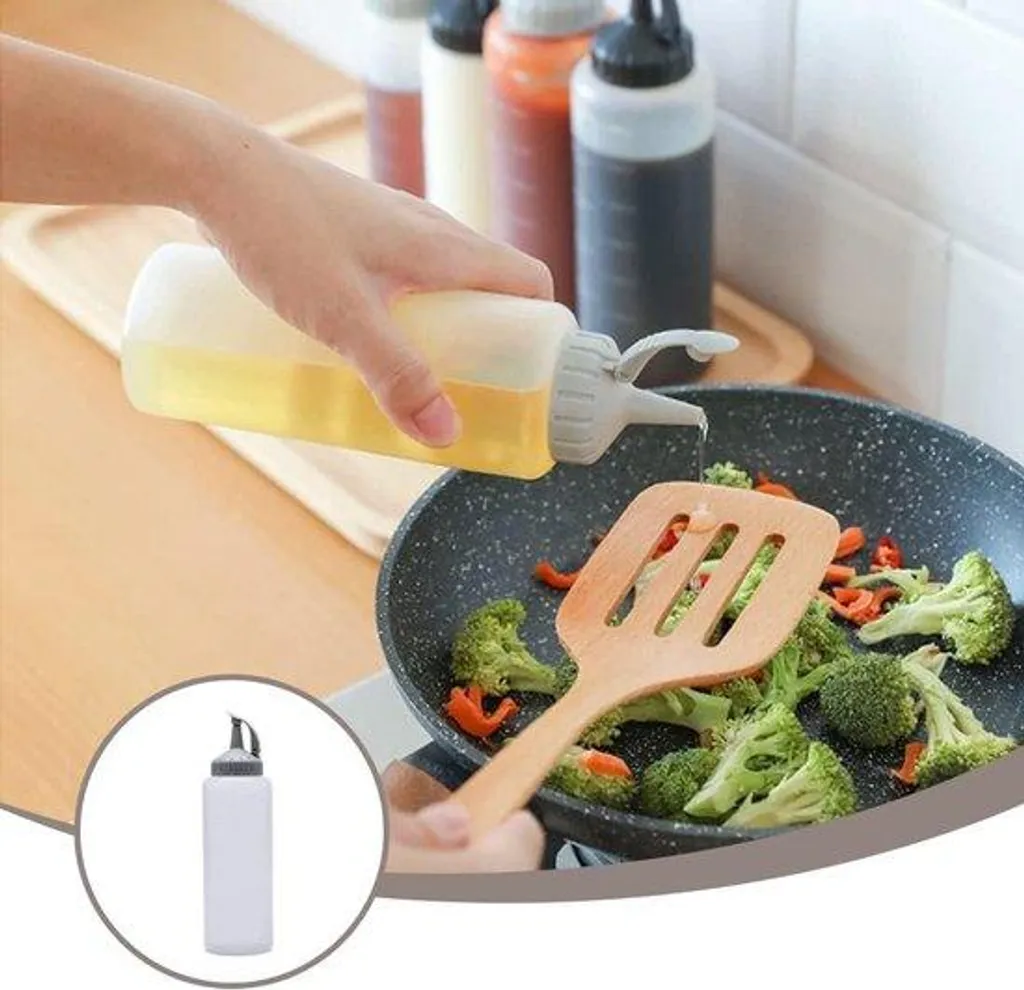Bouteille à épices transparente de 350 ml avec graduation pour sauce