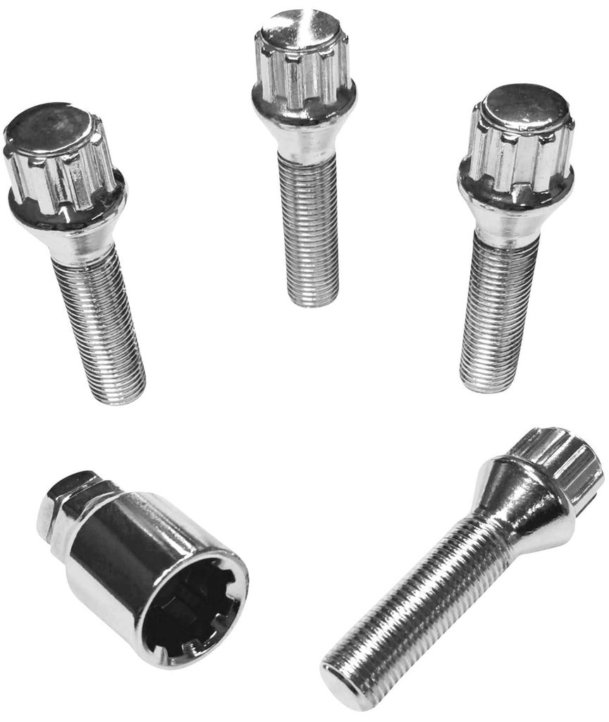 Felgenschloss M14x1,25x43mm Kegelbund 60° silberne Felgenschlösse Set