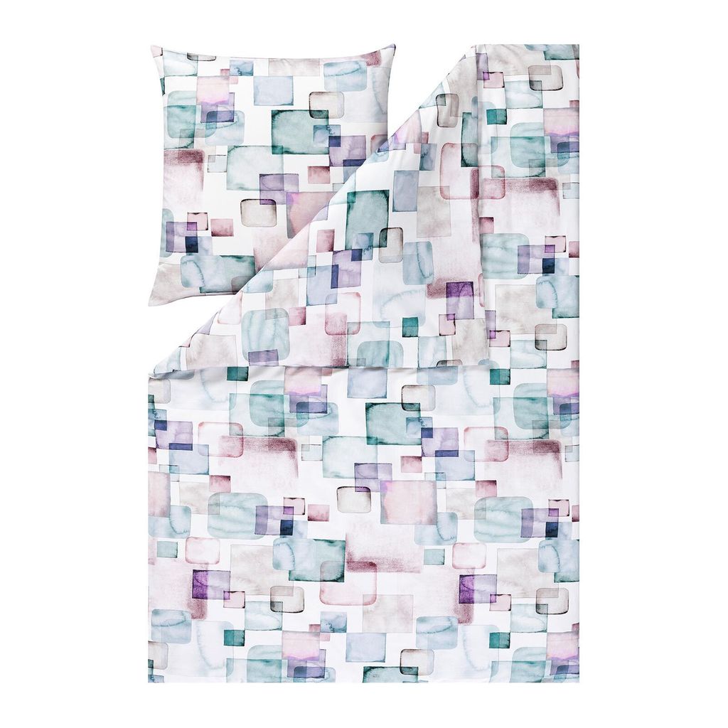 Estella Bettwäsche Squares 4816 400 Rosa Mako Satin 155 cm Produktbild 2