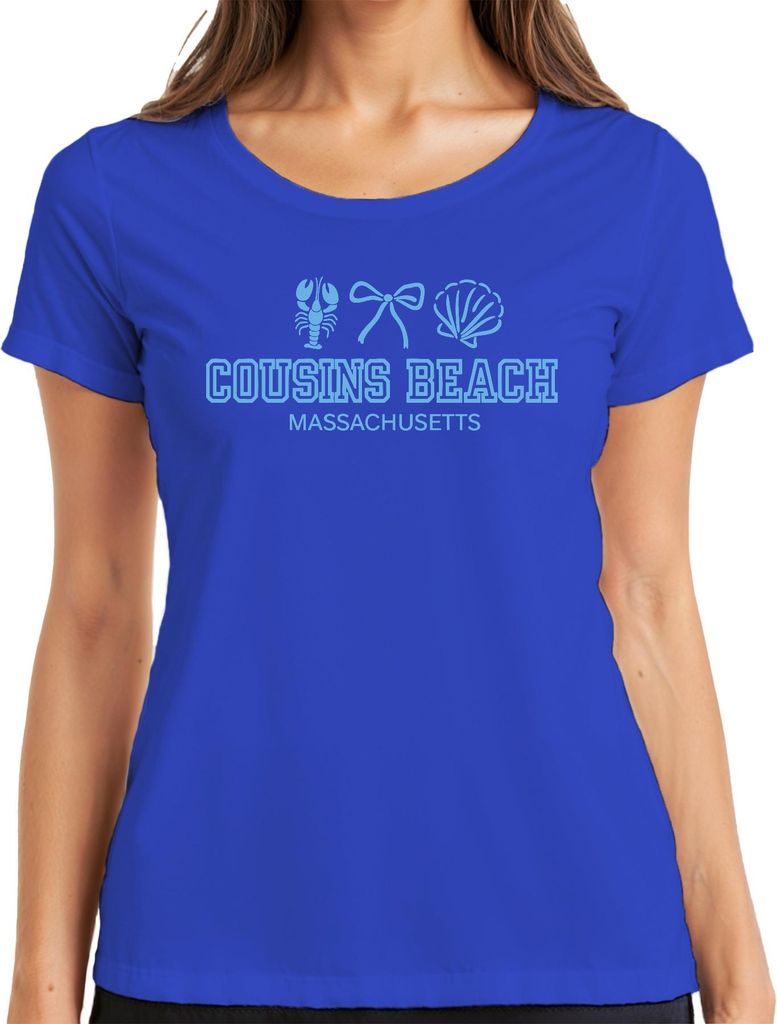 Cousins Beach Massachusetts Strand Muschel Hummer Cape Cod Sommer Damen T-Shirt, Blau, M