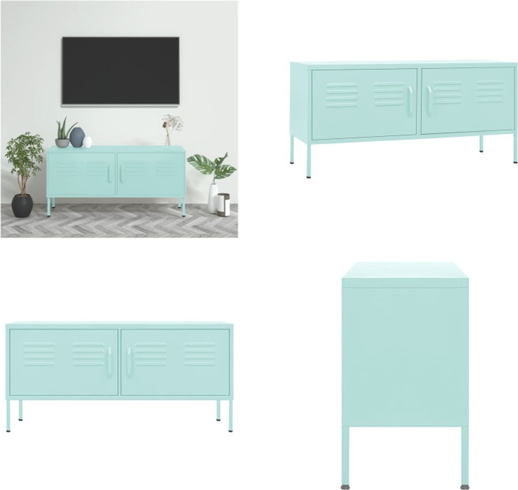 vidaXL TV Schrank Minzgrün 105x35x50 cm Stahl - TV-Schrank - TV-Schränke - HiFi-Schrank - HiFi-Schränke