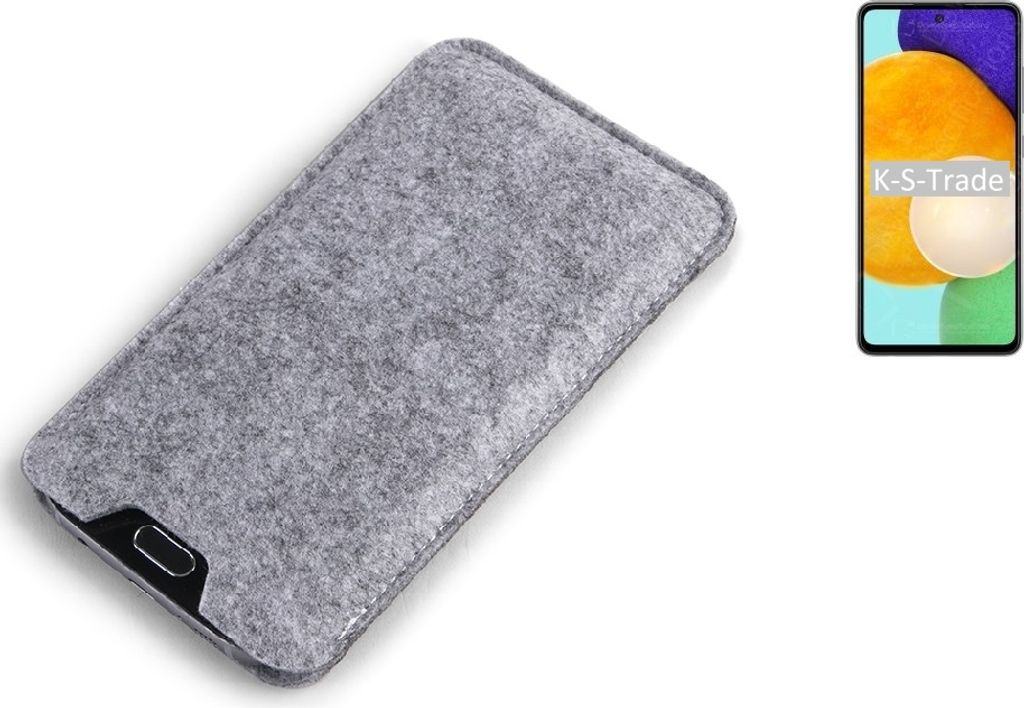 K-S-Trade Filz Handyhülle kompatibel mit Samsung Galaxy A52 5G Schutzhülle Filztasche Filz Tasche Case Sleeve Handy Hülle Filzhülle grau