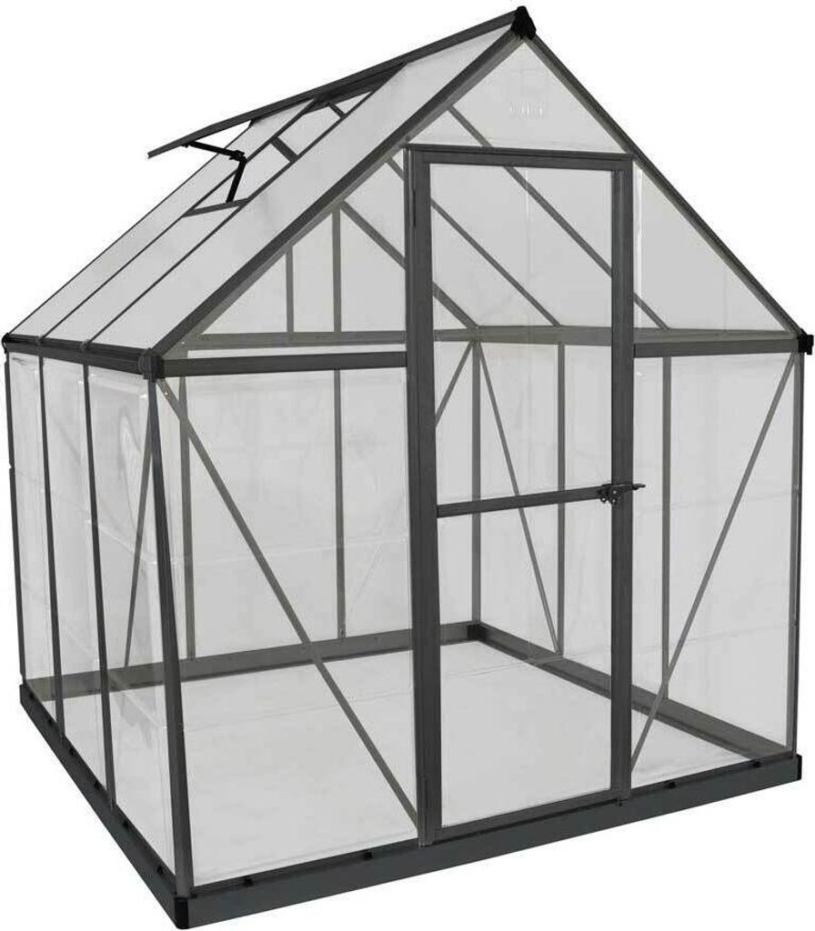 Palram - Canopia Aluminium Gewächshaus Hybrid 66 Anthrazit 185x185x208 cm
