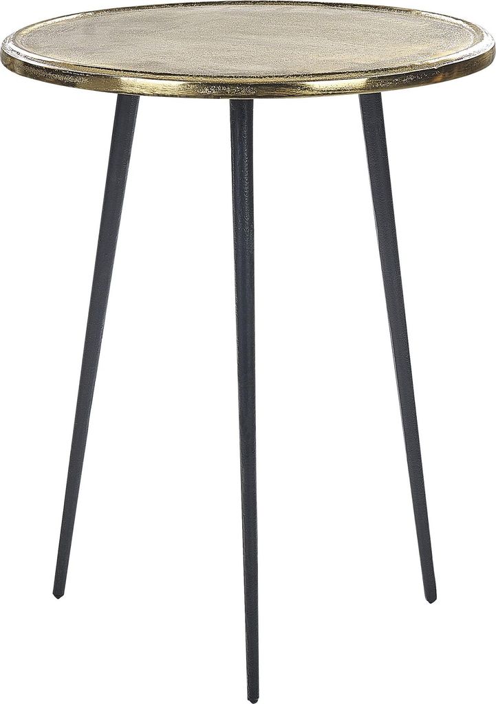 BELIANI Beistelltisch Gold Aluminium und Eisen Rund 43 cm mit Schwarzen Beinen Retro Anitk Optik Dreibeinig Wohnzimmer Ausstattung Möbel Blumenst...