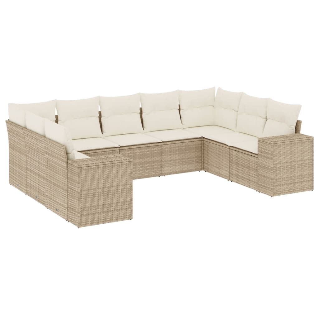 "SALE 2026" 9-tlg. Garten-Lounge-Set - elegantes Design - Sitzgruppe/Gartengarnitur - mit Kissen Beige Poly Rattan - Terassenmöbel DEMöbel501247
