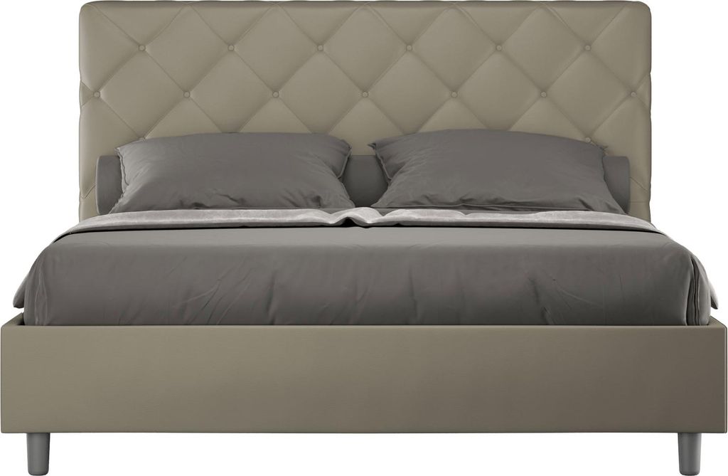 ITYHOME - Gepolstertes Bett mit Bettkasten 160x210 mit Kunstlederbezug Cappuccino Priya