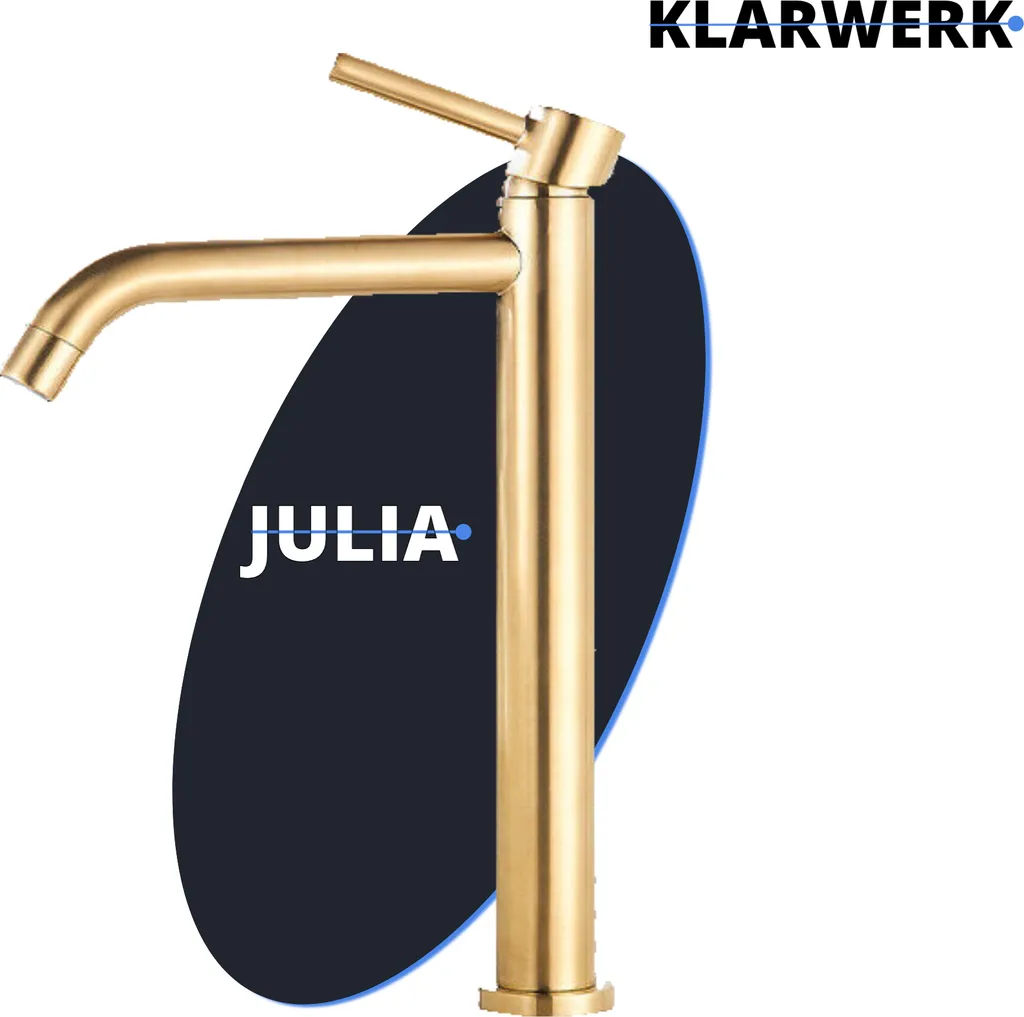 JULIA Rubinetto Bagno Acciaio Inox Oro Spazzolato Hotel Gastro Alto