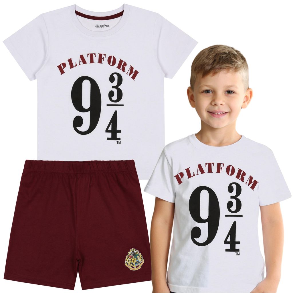 Harry Potter Plattform 9 3/4 BAUMWOLL Pyjama FÜR SOMMER, Kurzärmeliger Pyjama für Jungen, 100% BAUMWOLLE 140
