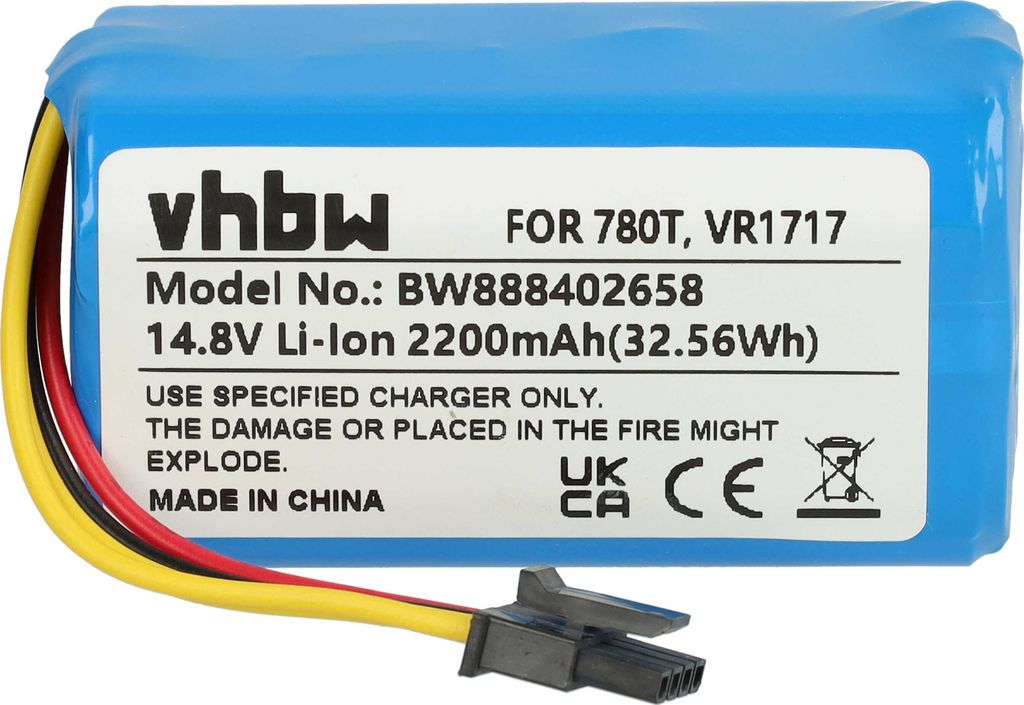 vhbw Akku kompatibel mit Blaupunkt BPK-VCBB1XPW+, BlueBot XSmart BPK-VCBB1XVB, BlueBot XSmart BPK-VCBB1XTE Saugroboter (2200 mAh, 14,8 V, Li-Ion)