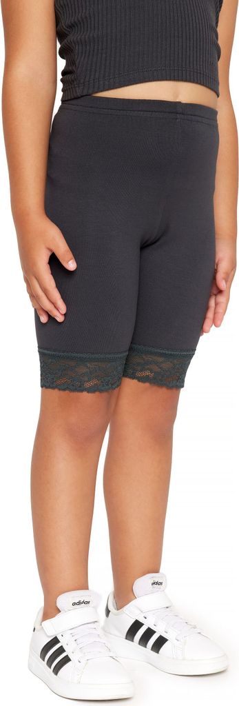 Merry Style Mädchen Kurze Leggings mit Spitze Mädchen Leggings aus Viskose MS10-434 (Graphite , 152)