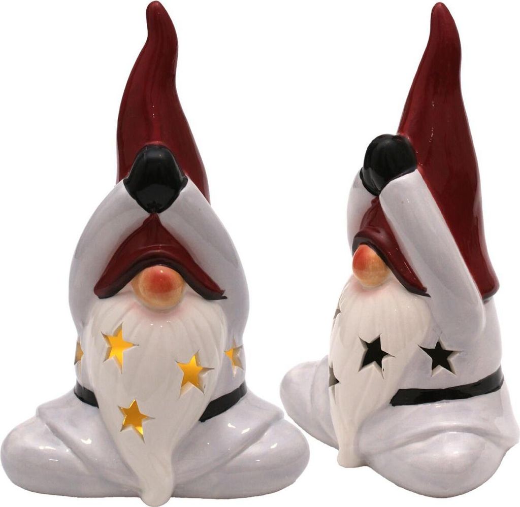 LED Weihnachtsfigur 20 cm – Weihnachtsmann/Wichtel in Yoga-Pose