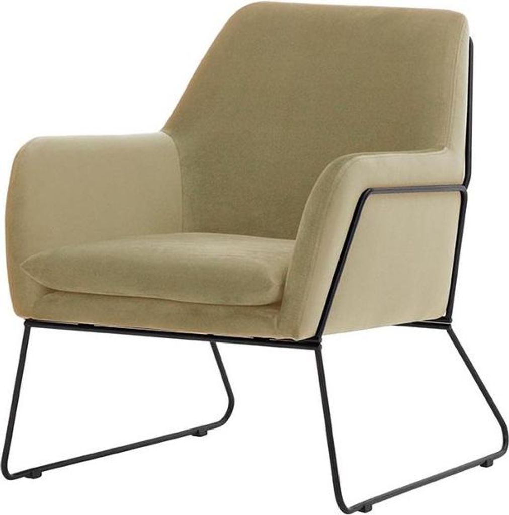 Sessel Foxe-Velluto 3-schwarzer Metallrahmen