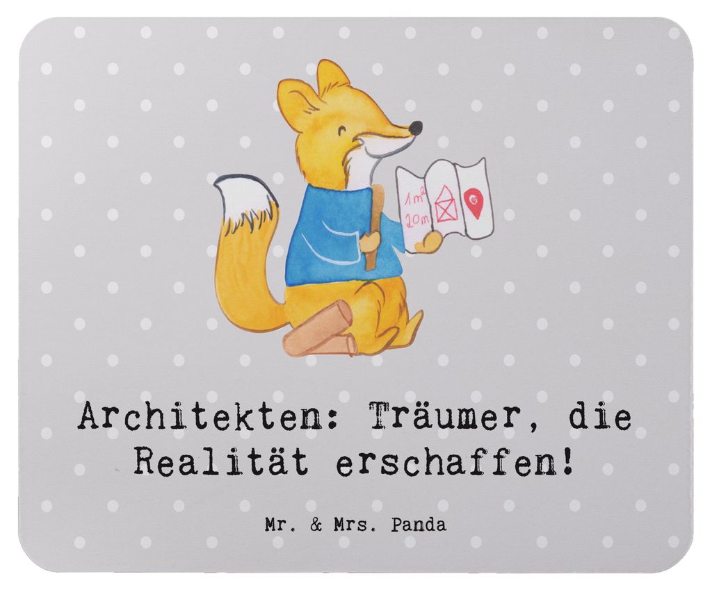 Mr. & Mrs. Panda Mousepad Architekt Träumer - Grau Pastell - Geschenk, pc, Architektur Visionäre, Präzision, Beruf, Design, handgefertigte Gesch...