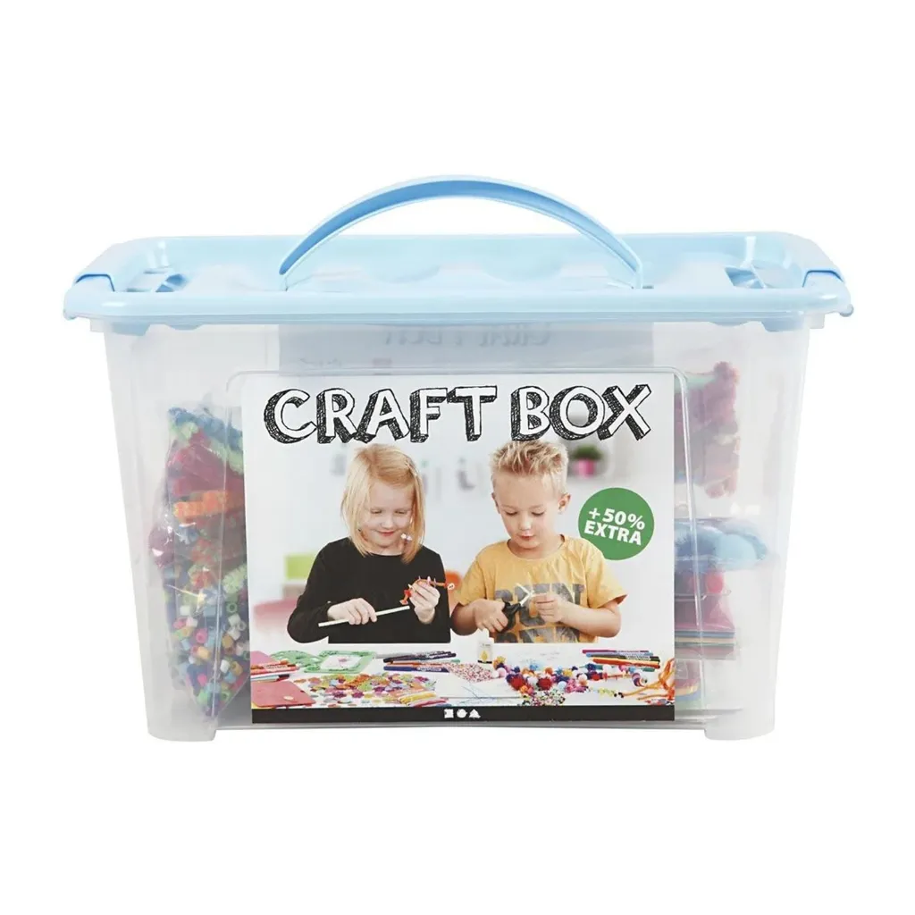 Boîte Créative Bleue Multi-Matériaux : Assortiment de 100+ Accessoires