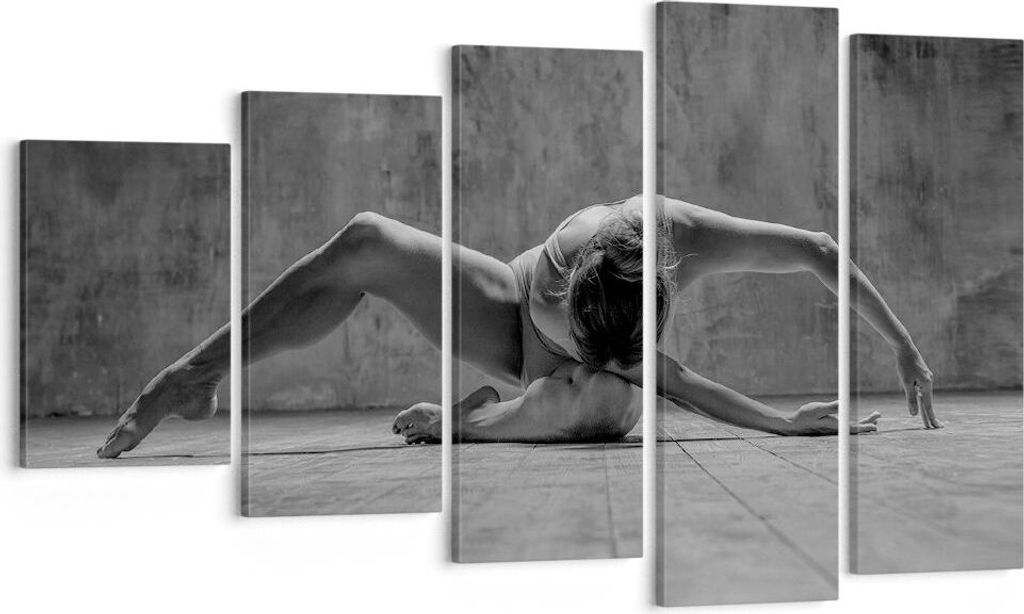 Bild auf Leinwand - Leinwandbild - 5 Teile - Tanz Schwarzweiß Frau - 100x60cm - Wand Bild - Wanddeko - Wandbilder - Leinwanddruck - Bilder - Wandd...