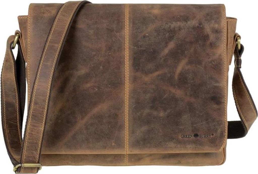 Greenburry Vintage A4 Umhängetasche Messenger Leder antik braun Tabletfach 1631-25