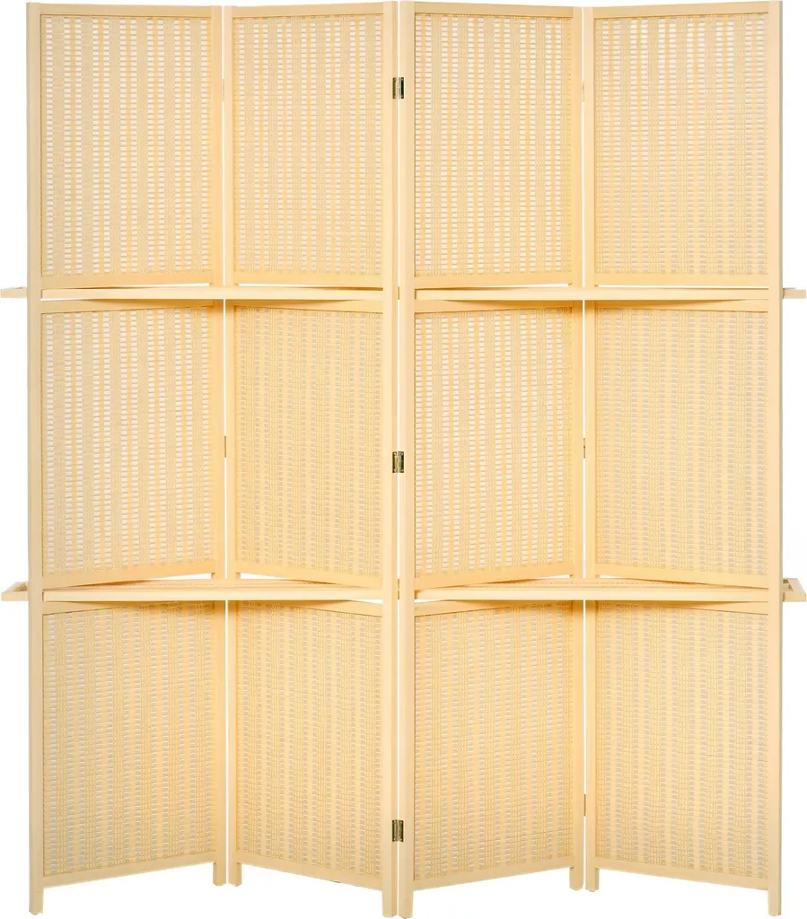 Cloison amovible type paravent 4 volets et étagères déco en perles 180cm