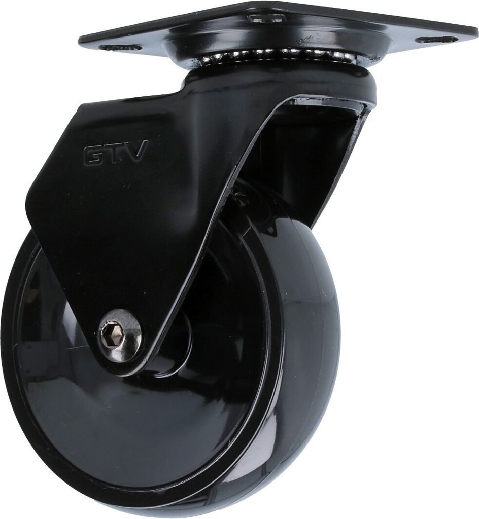 Schwarze Möbelrolle Polyurethan Lenkrolle modernes Design Möbeltransportrolle kugelgelagert 75mm