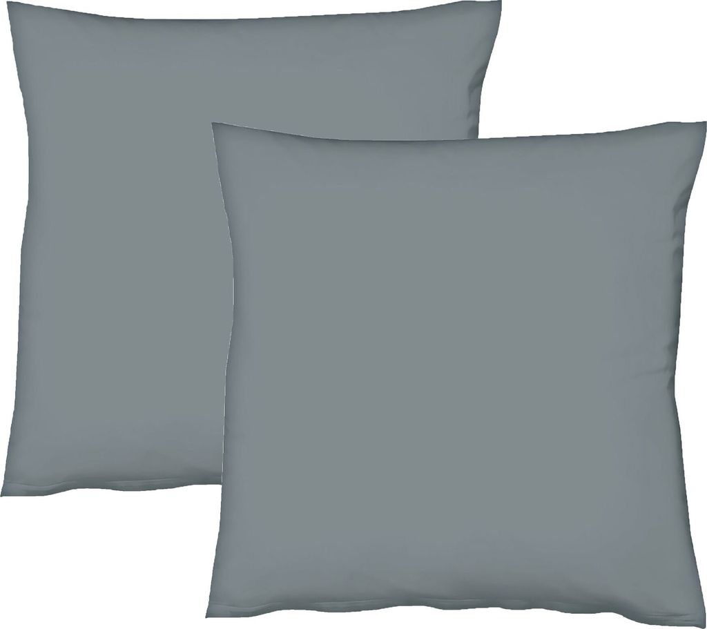 JACK by Fleuresse 2er Set Renforcé Kissenhülle Kissenbezug Dekokissen Baumwolle weich, Farbe:Dunkelgrau, Größe:40 x 60 cm