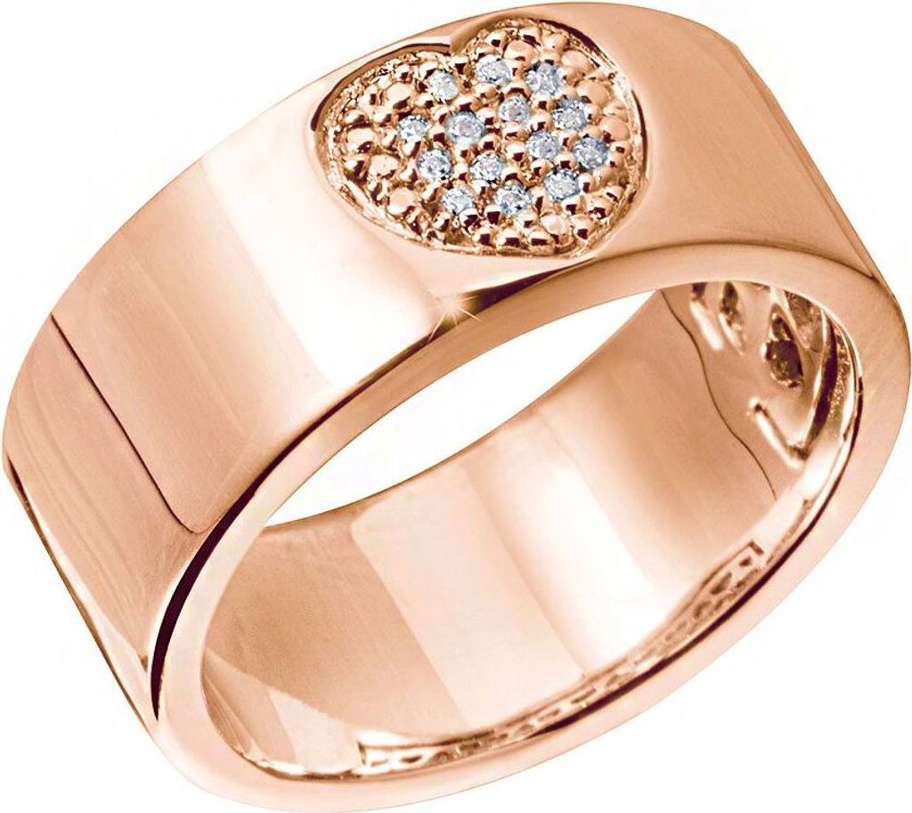 MATERIA Herz Ring Rosegold breit - 925 Silber Bandring Produktbild 