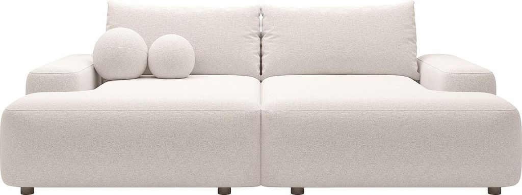 Sofa 3-Sitzer, tiefe Sitzfläche - Melierter Stoff Creme - DAVISO