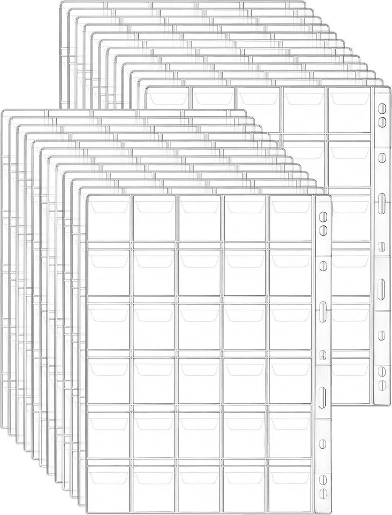 Feuilles de classement monnaie 12 pièces 30 cases 35x35mm - Album Euro