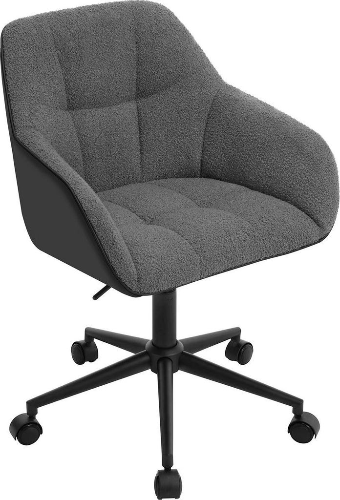 Set aus 2 Drehbare Samt-Bürostühle – Höhenverstellbar – Mit Armlehnen – Grau – Für Wohnzimmer, Büro oder Schminktisch