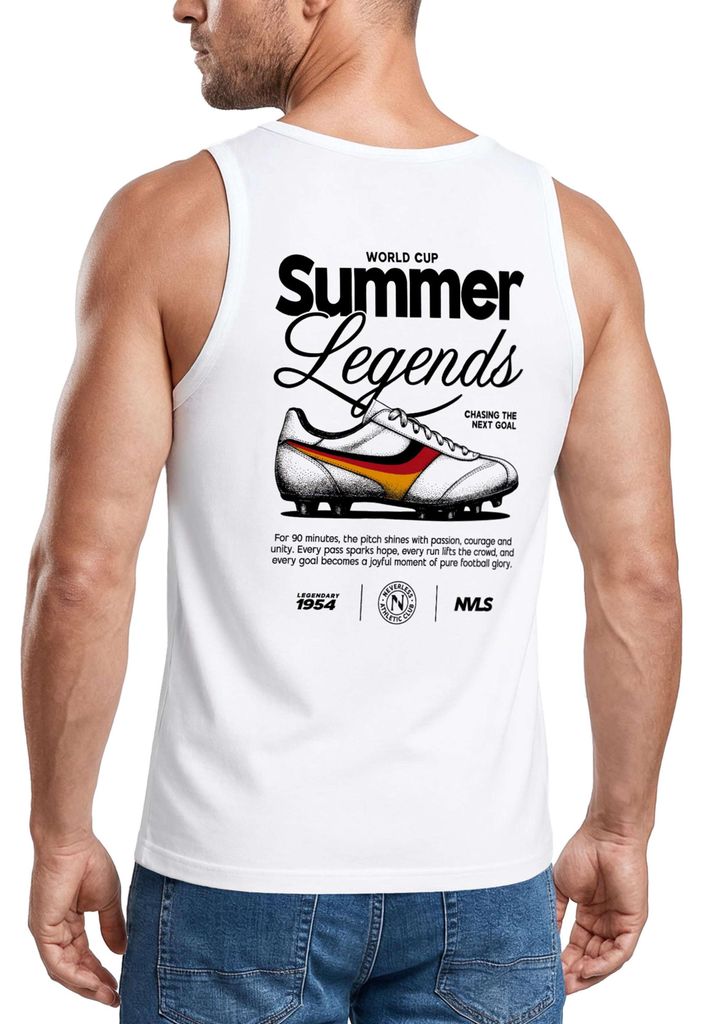 Tanktop Herren mit Vintage Fussball Print - WM Summer Legends - Trägershirt Sport Trikot Baumwolle Neverless